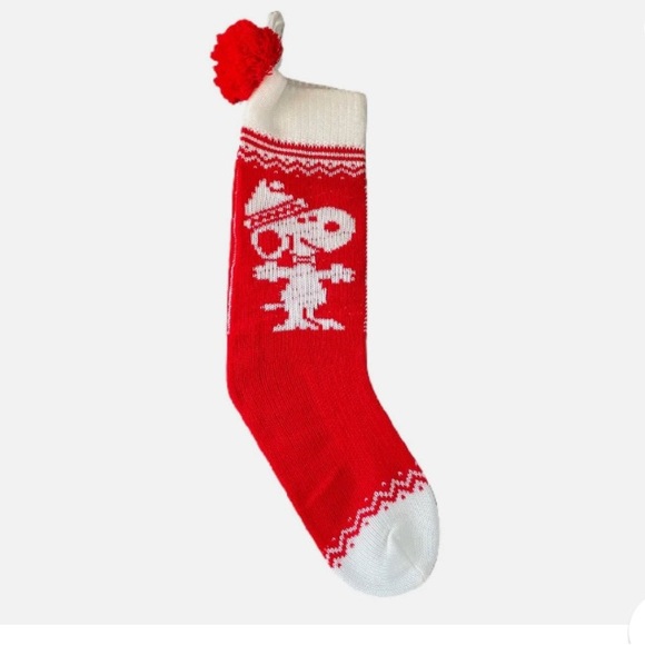 Hallmark Vintage 1958 Peanuts Snoopy Knit Christmas Stocking Red & White Pom - Picture 1 of 4